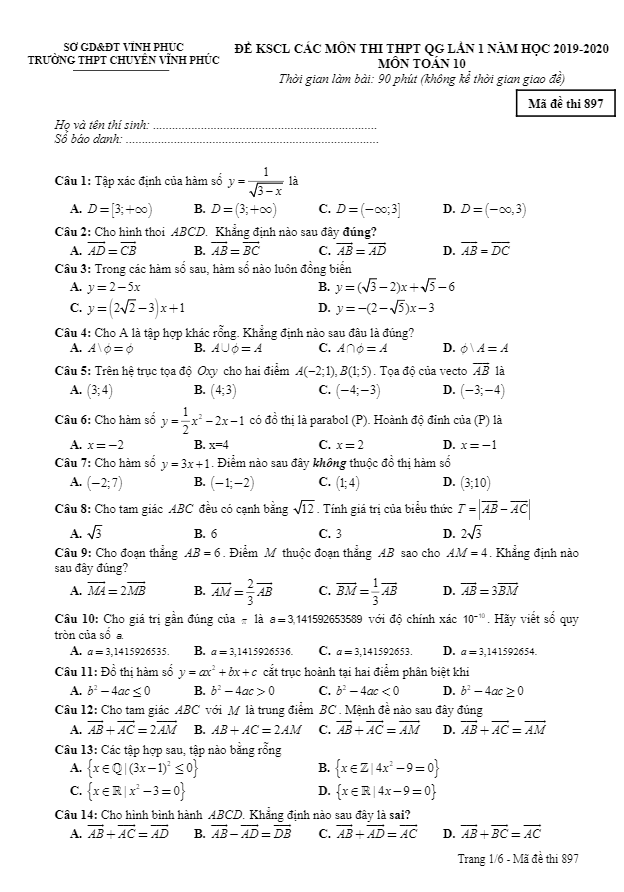 Đề khảo sát THPTQG lần 1 lớp 10 môn Toán năm 2019 2020 trường chuyên Vĩnh Phúc 7 de khao sat thptqg lan 1 lop 10 mon toan nam 2019 2020 truong chuyen vinh phuc d