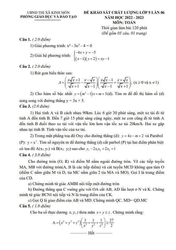 Đề khảo sát Toán 9 lần 6 năm 2022 2023 phòng GD ĐT Kinh Môn Hải Dương 3 de khao sat toan 9 lan 6 nam 2022 2023 phong gd dt kinh mon hai duong d