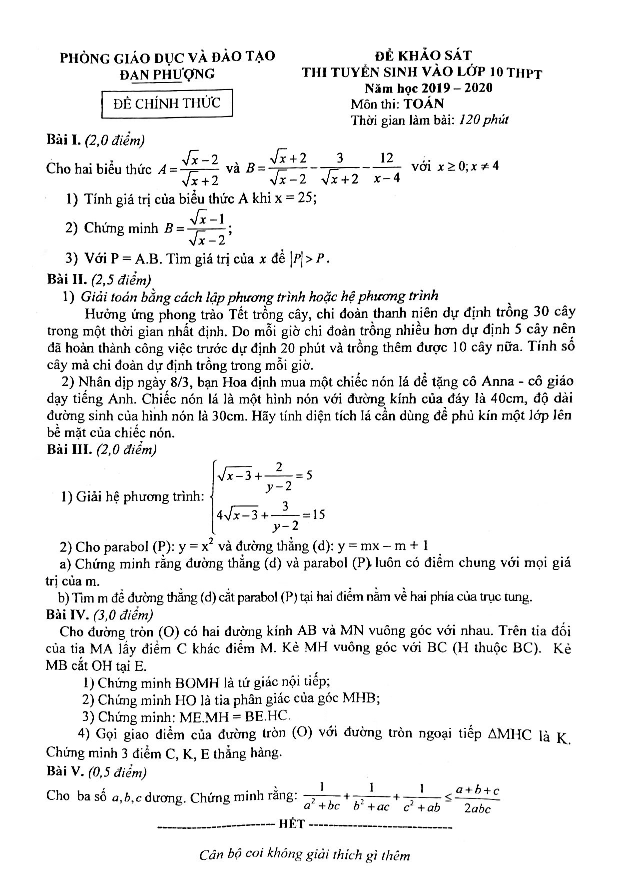 de khao sat toan thi vao 10 nam 2019 2020 phong gd dt dan phuong ha noi d
