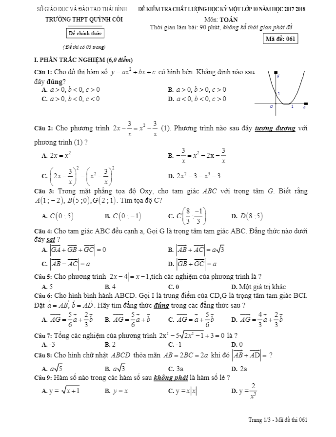 Đề kiểm tra chất lượng học kì 1 (HK1) lớp 10 môn Toán năm học 2017 2018 trường THPT Quỳnh Côi Thái Bình 2 de kiem tra chat luong hoc ki 1 hk1 lop 10 mon toan nam hoc 2017 2018 truong thpt quynh coi thai binh d
