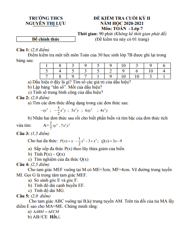 Đề kiểm tra cuối học kì 2 (HK2) lớp 7 môn Toán năm 2020 2021 trường THCS Nguyễn Thị Lựu Đồng Tháp 5 de kiem tra cuoi hoc ki 2 hk2 lop 7 mon toan nam 2020 2021 truong thcs nguyen thi luu dong thap d