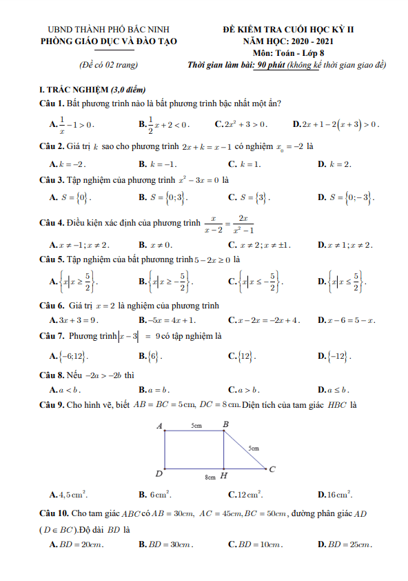 de kiem tra cuoi hoc ki 2 hk2 lop 8 mon toan nam 2020 2021 phong gd dt thanh pho bac ninh d