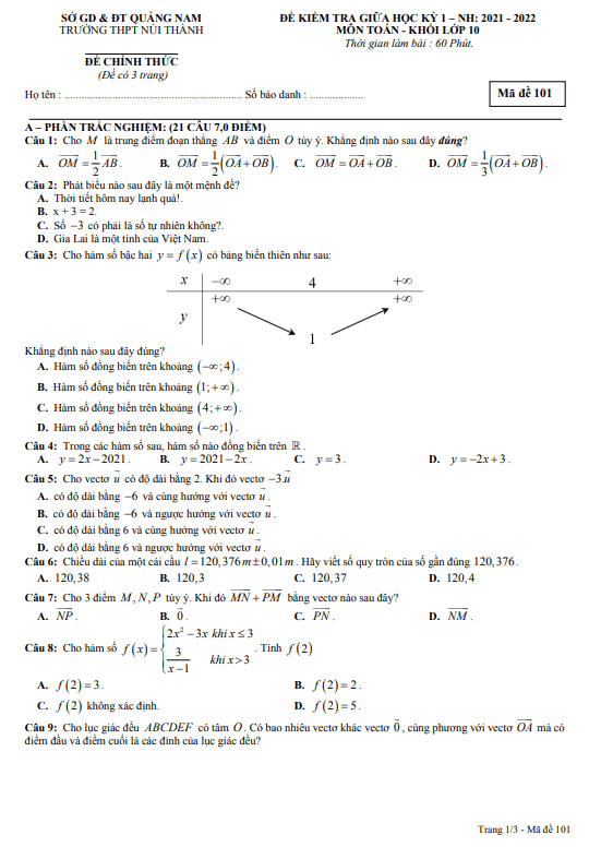 Đề kiểm tra giữa học kì 1 (HK1) lớp 10 môn Toán năm 2021 2022 trường THPT Núi Thành Quảng Nam 2 de kiem tra giua hoc ki 1 hk1 lop 10 mon toan nam 2021 2022 truong thpt nui thanh quang nam d