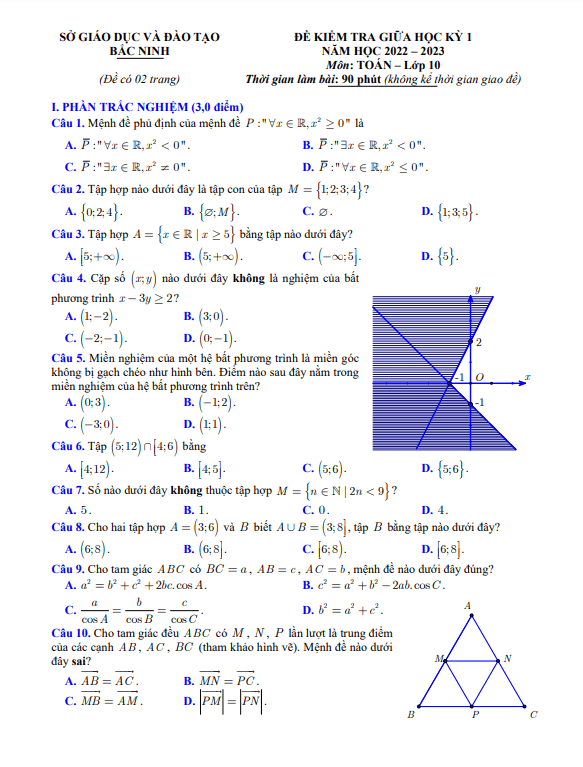 de kiem tra giua hoc ki 1 hk1 lop 10 mon toan nam 2022 2023 so gd dt bac ninh d