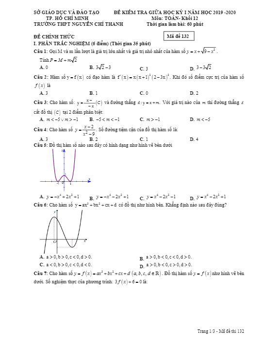Đề kiểm tra giữa học kì 1 (HK1) lớp 12 môn Toán năm 2019 – 2020 trường Nguyễn Chí Thanh – TP HCM 5 de kiem tra giua hoc ki 1 hk1 lop 12 mon toan nam 2019 e28093 2020 truong nguyen chi thanh e28093 tp hcm d