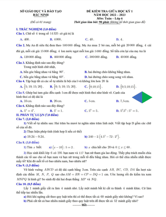 de kiem tra giua hoc ki 1 hk1 lop 6 mon toan nam 2022 2023 so gd dt bac ninh d