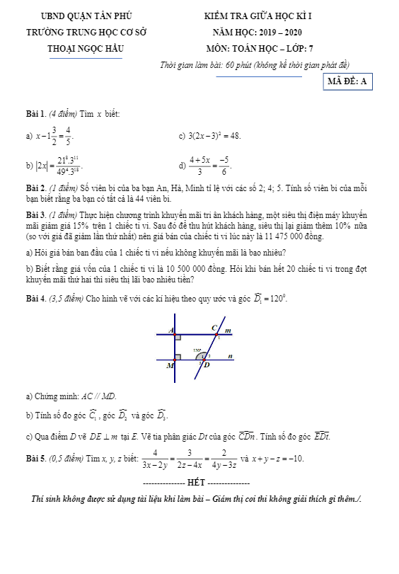 de kiem tra giua hoc ki 1 hk1 lop 7 mon toan nam 2019 2020 truong thoai ngoc hau tp hcm d