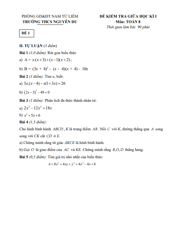 de kiem tra giua hoc ki 1 hk1 lop 8 mon toan nam 2021 2022 truong thcs nguyen du ha noi d