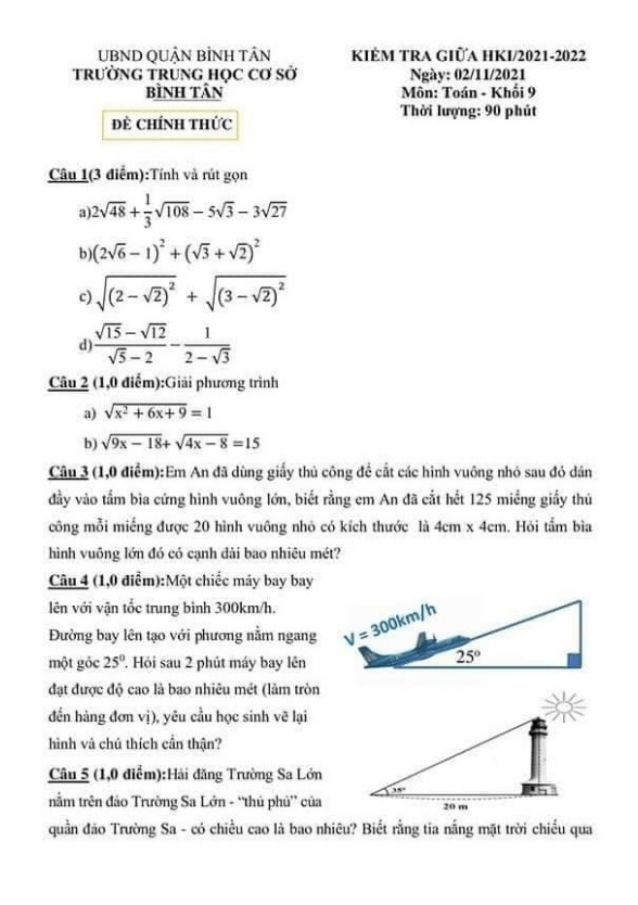 de kiem tra giua hoc ki 1 hk1 lop 9 mon toan nam 2021 2022 truong thcs binh tan tp hcm d
