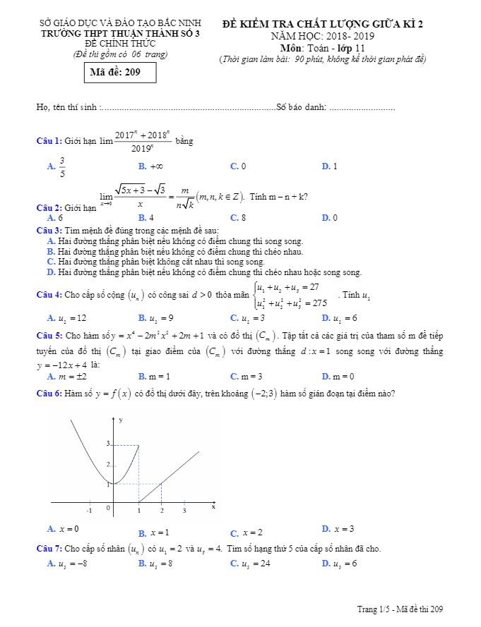 de kiem tra giua hoc ki 2 hk2 lop 11 mon toan nam 2018 2019 truong thuan thanh 3 bac ninh d