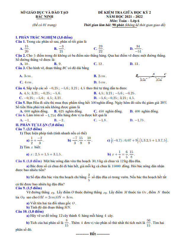 de kiem tra giua hoc ki 2 hk2 lop 6 mon toan nam 2021 2022 so gd dt bac ninh d
