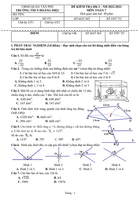 de kiem tra hki lop 7 mon toan nam 2022 2023 truong thcs hoang dieu tp hcm d