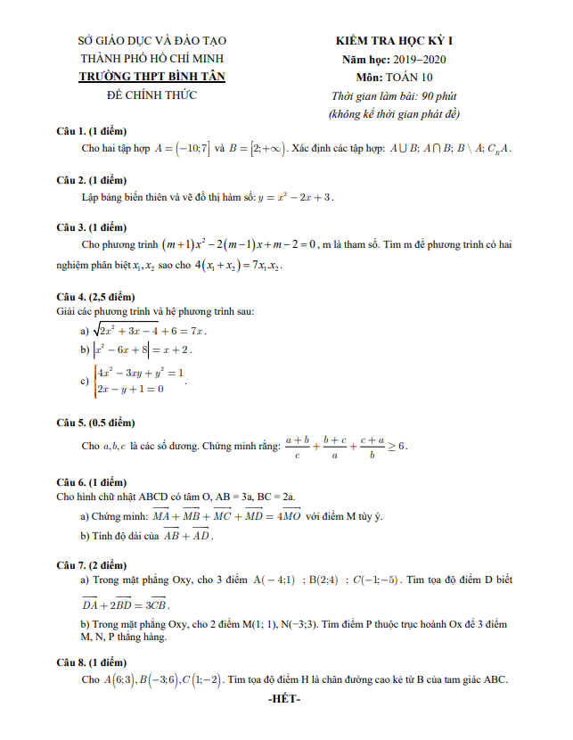 de kiem tra hoc ki 1 hk1 lop 10 mon toan nam 2019 2020 truong thpt binh tan tp hcm d