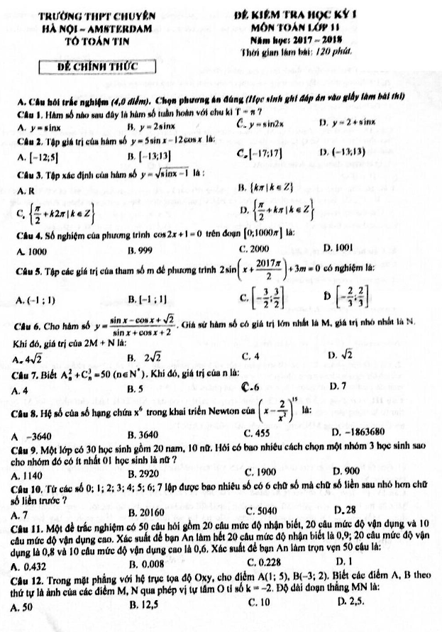 Đề kiểm tra học kì 1 (HK1) lớp 11 môn Toán năm học 2017 2018 trường THPT chuyên Hà Nội Amsterdam 7 de kiem tra hoc ki 1 hk1 lop 11 mon toan nam hoc 2017 2018 truong thpt chuyen ha noi amsterdam d