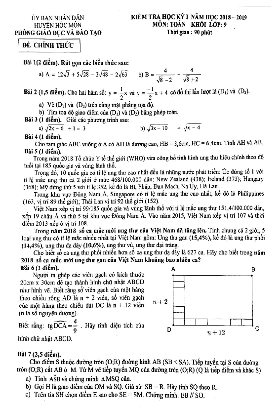 de kiem tra hoc ki 1 hk1 toan 9 nam 2018 2019 phong gd va dt hoc mon tp hcm d