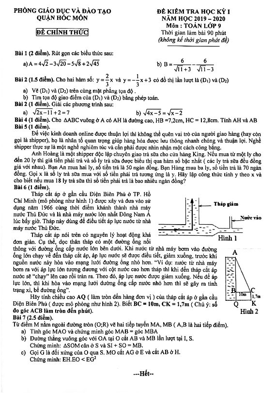 de kiem tra hoc ki 1 hk1 toan 9 nam 2019 2020 phong gd dt hoc mon tp hcm d