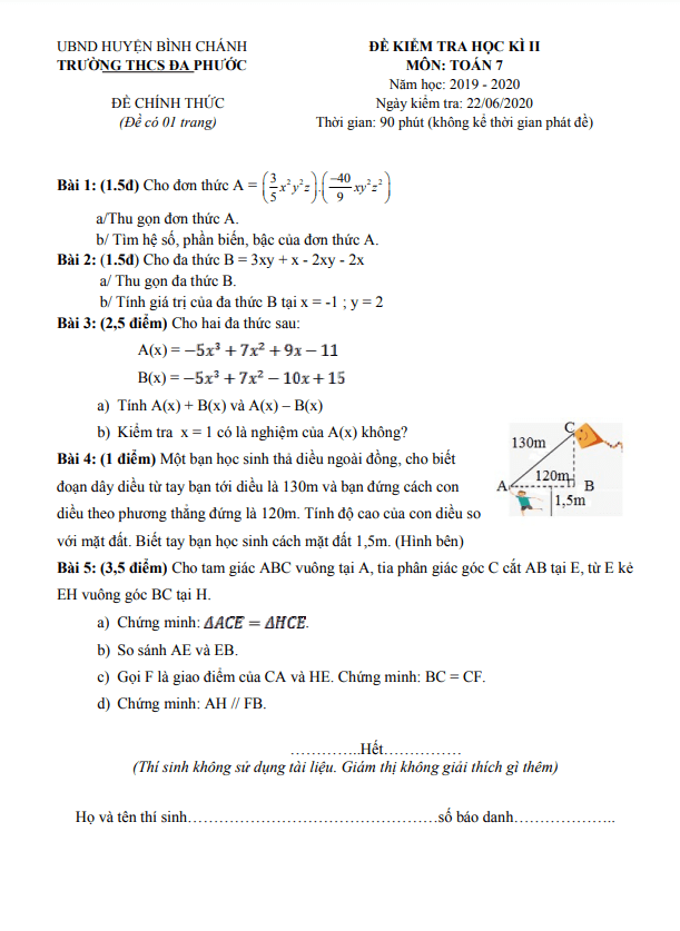 de kiem tra hoc ki 2 hk2 lop 7 mon toan nam 2019 2020 truong thcs da phuoc tp hcm d