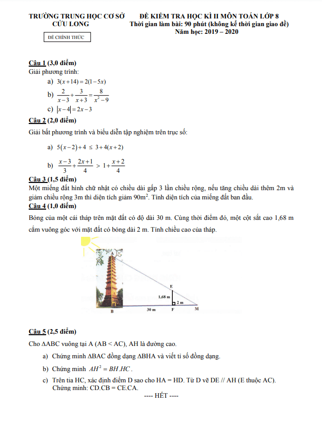 de kiem tra hoc ki 2 hk2 lop 8 mon toan nam 2019 2020 truong thcs cuu long tp hcm d