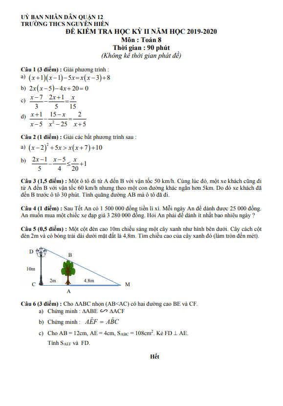 de kiem tra hoc ki 2 hk2 lop 8 mon toan nam 2019 2020 truong thcs nguyen hien tp hcm d