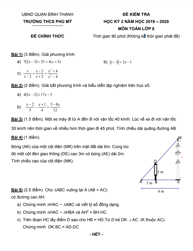 de kiem tra hoc ki 2 hk2 lop 8 mon toan nam 2019 2020 truong thcs phu my tp hcm d