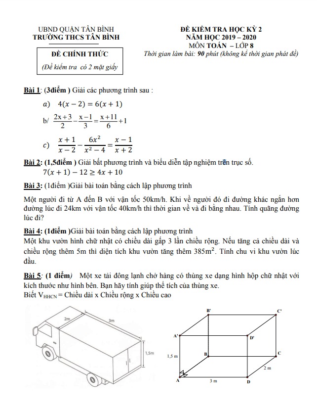 de kiem tra hoc ki 2 hk2 lop 8 mon toan nam 2019 2020 truong thcs tan binh tp hcm d