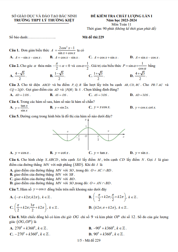Đề kiểm tra lần 1 lớp 11 môn Toán năm 2023 2024 trường THPT Lý Thường Kiệt Bắc Ninh 2 de kiem tra lan 1 lop 11 mon toan nam 2023 2024 truong thpt ly thuong kiet bac ninh d