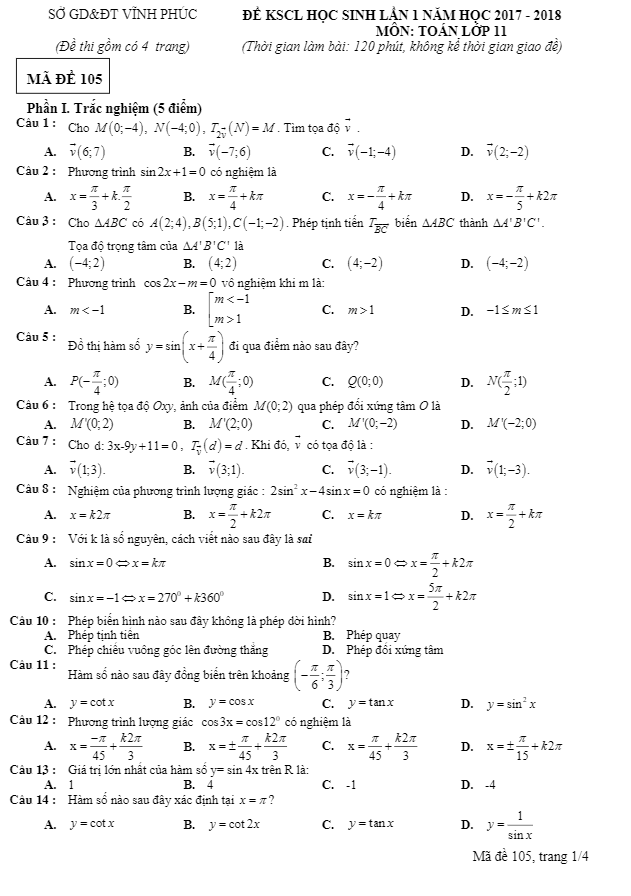 de kscl lan 1 nam hoc 2017 2018 lop 11 mon toan truong thpt pham cong binh vinh phuc d