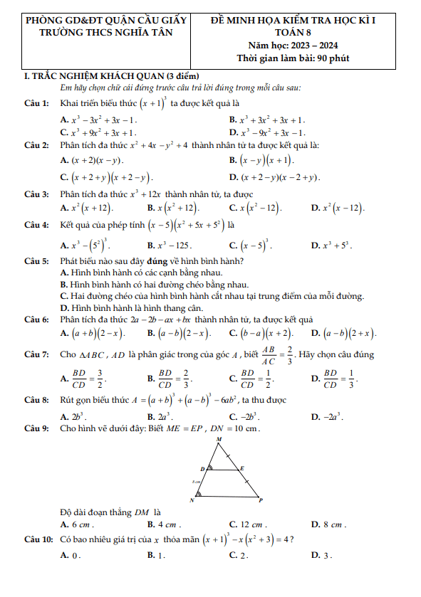 de minh hoa hoc ki 1 hk1 lop 8 mon toan nam 2023 2024 truong thcs nghia tan ha noi d