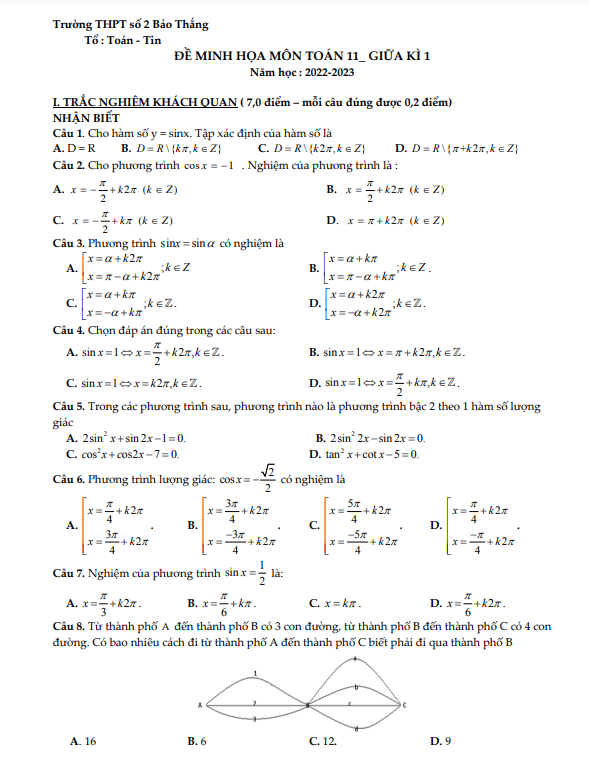 de minh hoa lop 11 mon toan giua hoc ki 1 hk1 nam 2022 2023 truong thpt bao thang 2 lao cai d
