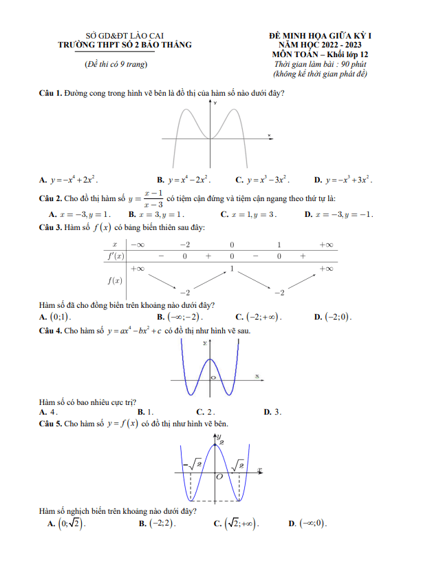 de minh hoa lop 12 mon toan giua hoc ki 1 hk1 nam 2022 2023 truong thpt bao thang 2 lao cai d