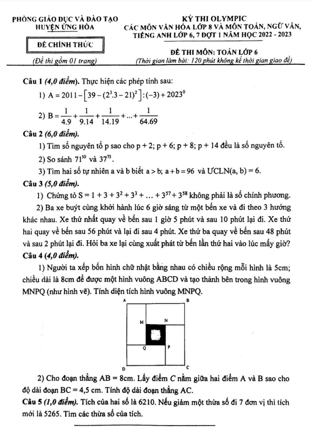 de olympic lop 6 mon toan dot 1 nam 2022 2023 phong gd dt ung hoa ha noi d