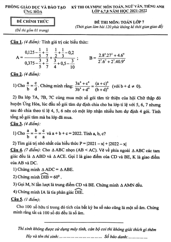 Đề Olympic lớp 7 môn Toán năm 2021 2022 phòng GD ĐT Ứng Hòa Hà Nội 4 de olympic lop 7 mon toan nam 2021 2022 phong gd dt ung hoa ha noi d