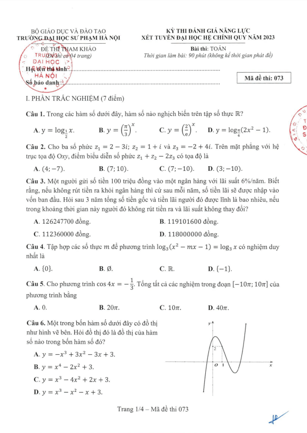 Đề tham khảo ĐGNL môn Toán xét tuyển Đại học 2023 trường ĐHSP Hà Nội 3 de tham khao dgnl mon toan xet tuyen dai hoc 2023 truong dhsp ha noi d