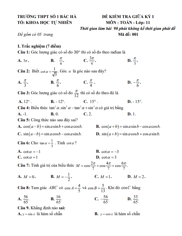 de tham khao giua hoc ki 1 hk1 lop 11 mon toan cd nam 2023 2024 truong thpt bac ha 1 lao cai d