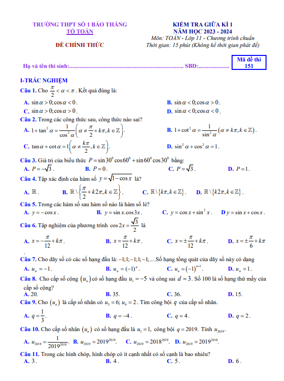 de tham khao giua hoc ki 1 hk1 lop 11 mon toan ctst nam 2023 2024 truong thpt bao thang 1 lao cai d