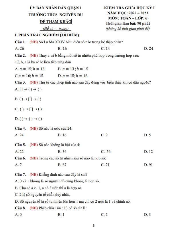 de tham khao giua hoc ki 1 hk1 lop 6 mon toan nam 2022 2023 truong thcs nguyen du tp hcm d