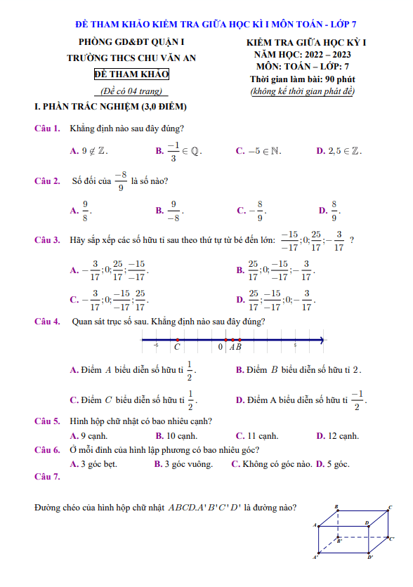 de tham khao giua hoc ki 1 hk1 lop 7 mon toan nam 2022 2023 truong thcs chu van an tp hcm d