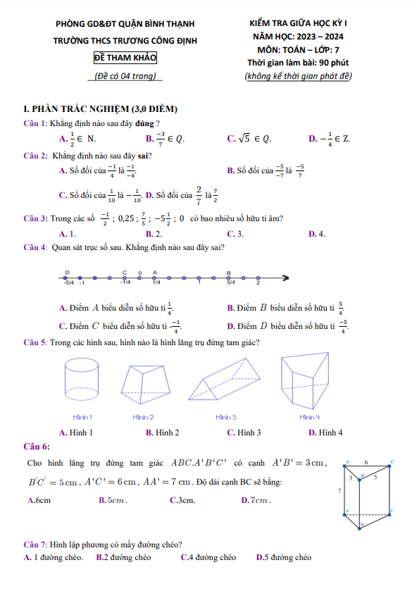 de tham khao giua hoc ki 1 hk1 lop 7 mon toan nam 2023 2024 truong thcs truong cong dinh tp hcm d