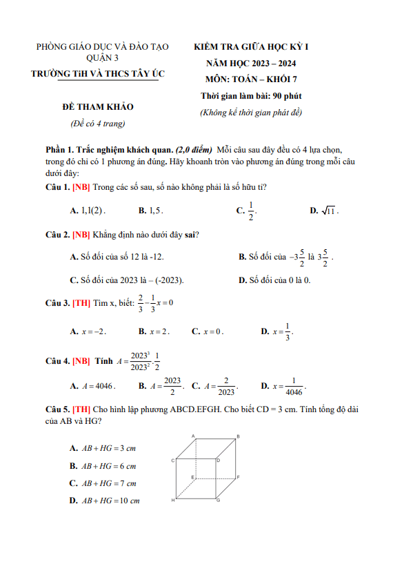 de tham khao giua hoc ki 1 hk1 lop 7 mon toan nam 2023 2024 truong tih thcs tay uc tp hcm d