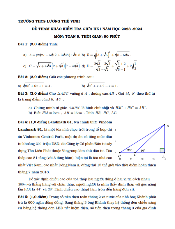 de tham khao giua hoc ki 1 hk1 lop 9 mon toan nam 2023 2024 truong thcs luong the vinh tp hcm d