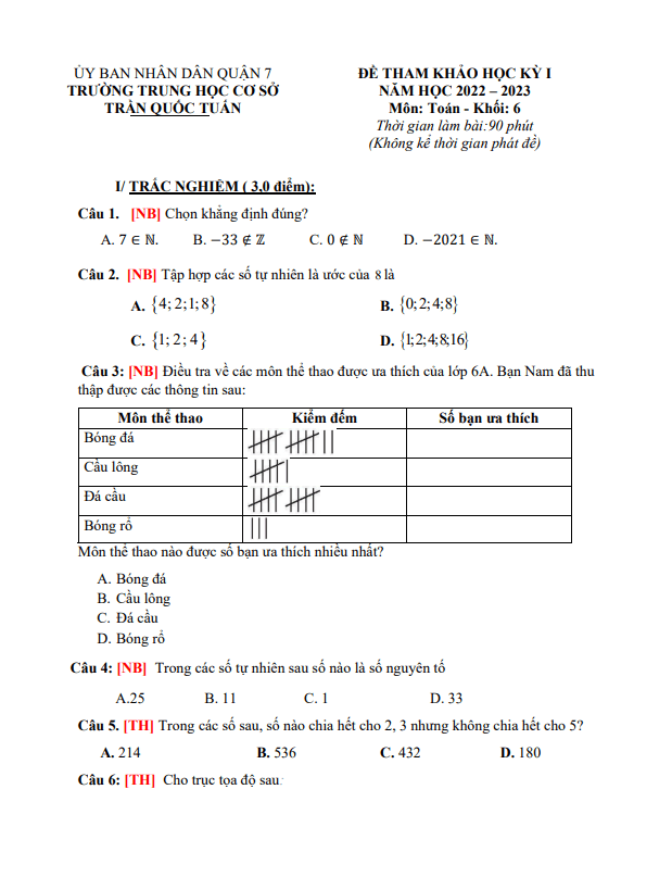 de tham khao hoc ki 1 hk1 lop 6 mon toan nam 2022 2023 truong thcs tran quoc tuan tp hcm d