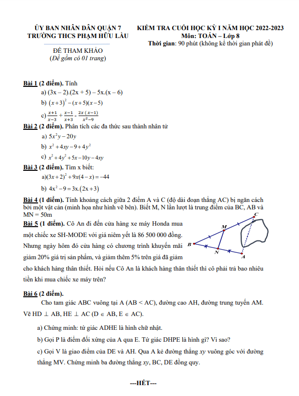 Đề tham khảo học kì 1 (HK1) lớp 8 môn Toán năm 2022 2023 trường THCS Phạm Hữu Lầu TP HCM 6 de tham khao hoc ki 1 hk1 lop 8 mon toan nam 2022 2023 truong thcs pham huu lau tp hcm d