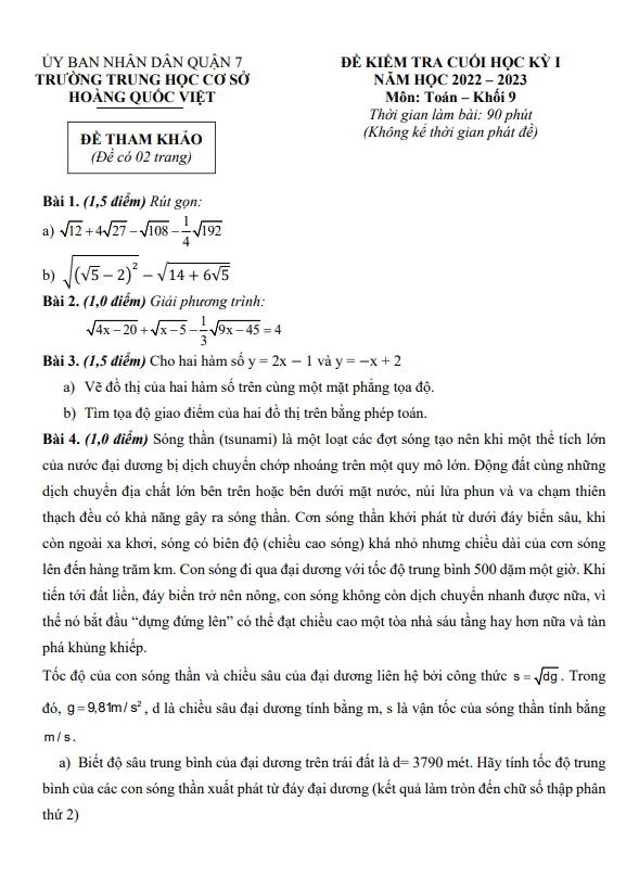de tham khao hoc ki 1 hk1 lop 9 mon toan nam 2022 2023 truong thcs hoang quoc viet tp hcm d