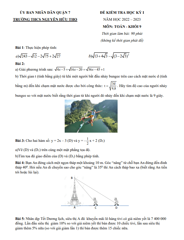 de tham khao hoc ki 1 hk1 lop 9 mon toan nam 2022 2023 truong thcs nguyen huu tho tp hcm d