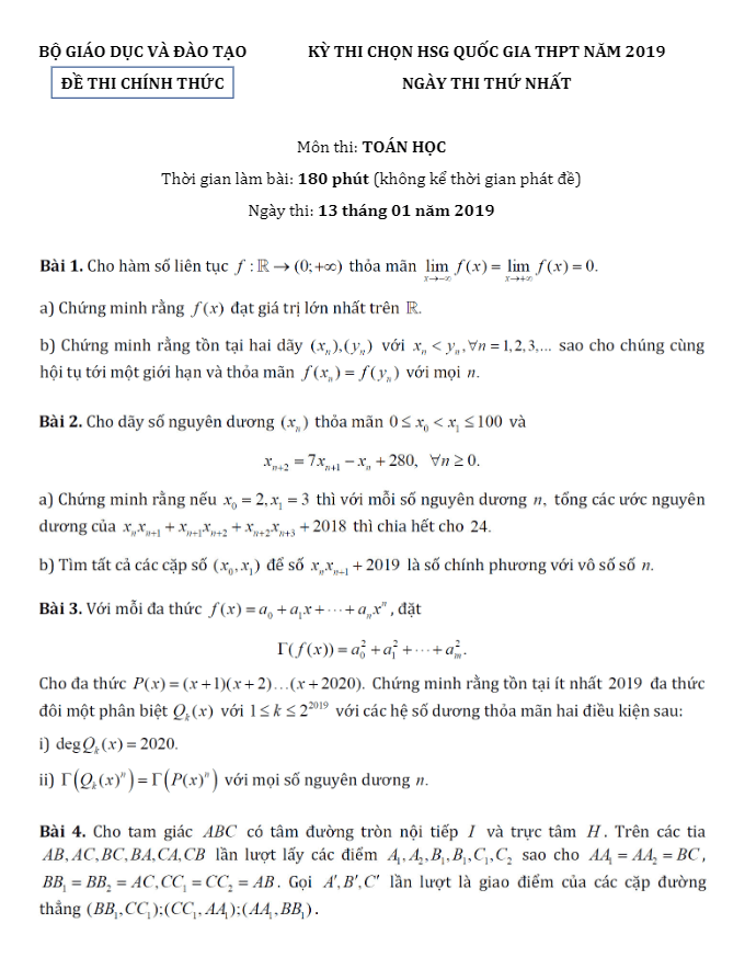 Đề thi chọn học sinh giỏi Quốc gia THPT 2019 môn Toán (ngày thi thứ nhất) 5 de thi chon hoc sinh gioi quoc gia thpt 2019 mon toan ngay thi thu nhat d