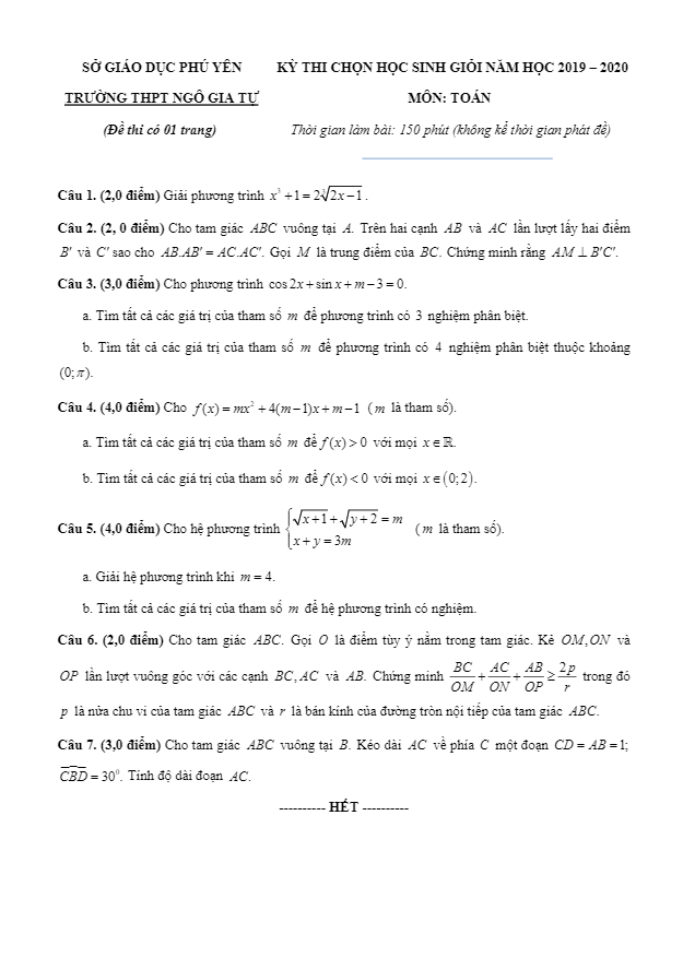 de thi chon hsg toan nam 2019 2020 truong thpt ngo gia tu phu yen d