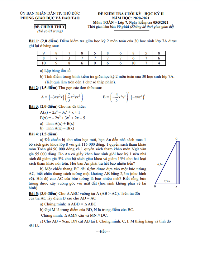 de thi cuoi hoc ki 2 hk2 lop 7 mon toan nam 2020 2021 phong gd dt thu duc tp hcm d