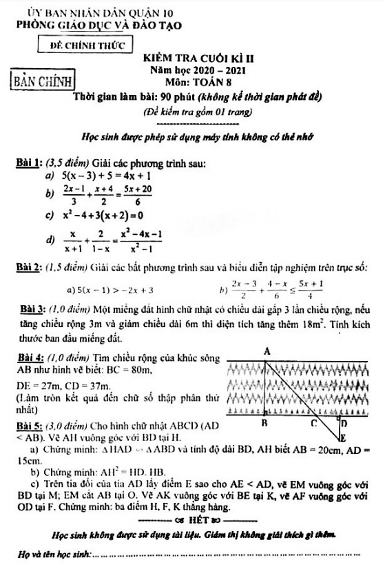 de thi cuoi hoc ki 2 hk2 lop 8 mon toan nam 2020 2021 phong gd dt quan 10 tp hcm d
