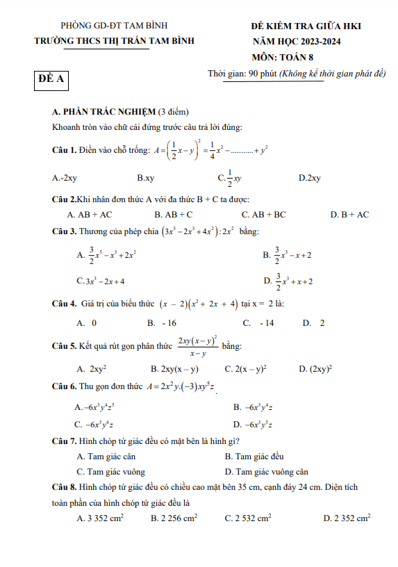 de thi giua hki lop 8 mon toan nam 2023 2024 truong thcs thi tran tam binh vinh long d