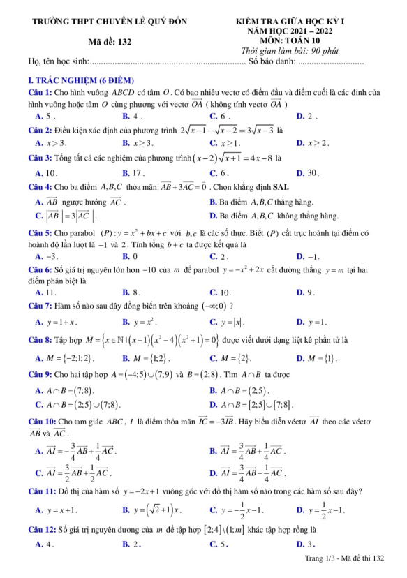 de thi giua hoc ki 1 hk1 lop 10 mon toan nam 2021 2022 truong chuyen le quy don khanh hoa d